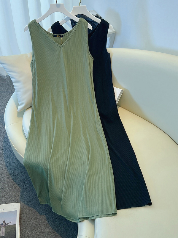 Plus Size V Neck Knit Tank Dress (EXTRA BIG SIZE)