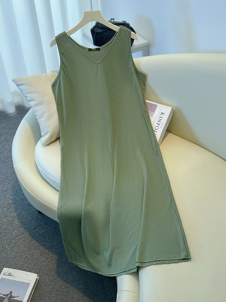 Plus Size V Neck Knit Tank Dress (EXTRA BIG SIZE)  Pluspreorder