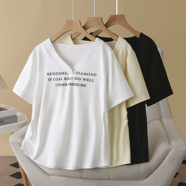 Plus Size V-Neck Quote T-Shirt