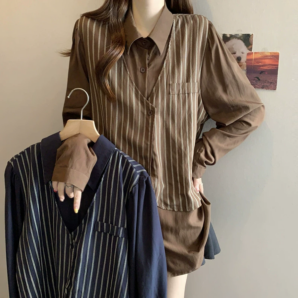 Plus Size Vest Layer Mock 2 Piece Long Sleeve Shirt (Muslimah Friendly)