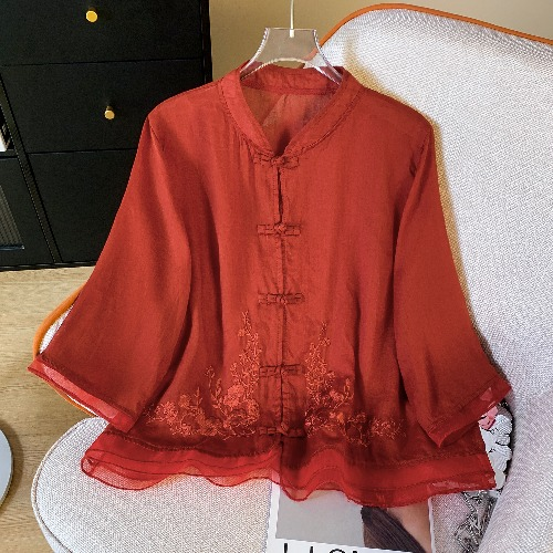 Plus Size Vintage Embroidery Qipao Top