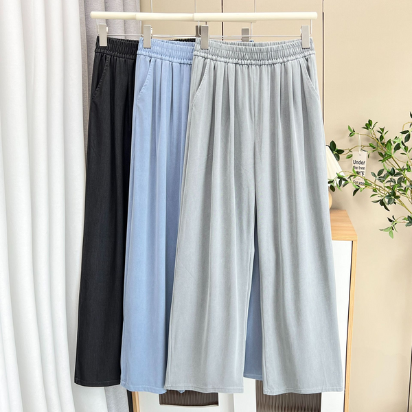 Plus Size Waistband Tencel Loose Jeans With Pockets