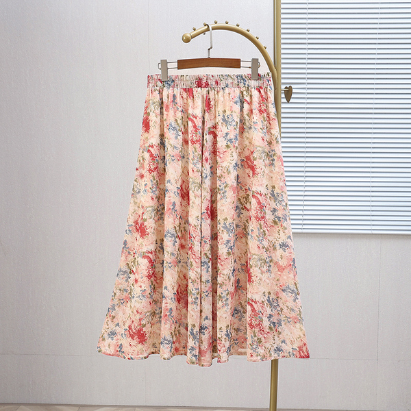 Plus Size Watercolour Floral Skirt (EXTRA BIG SIZE)