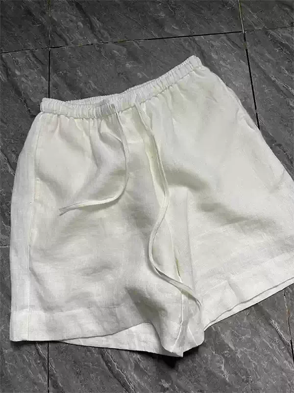 Plus Size White Drawstring Shorts