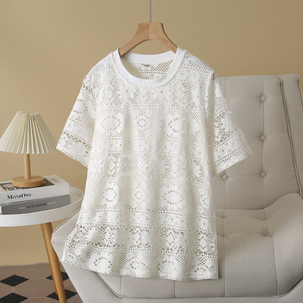 Plus Size White Lace Blouse