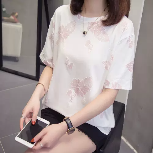 Plus Size White Pink Floral Tee