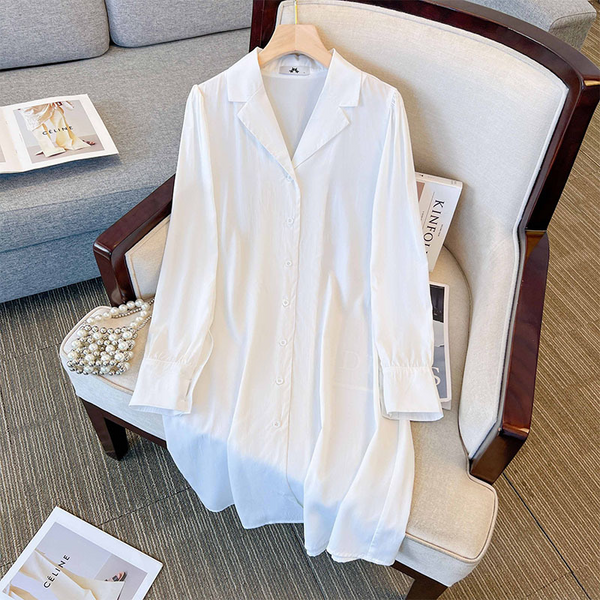 Plus Size White Shirt Dress With Black Vest Dress (EXTRA BIG SIZE)