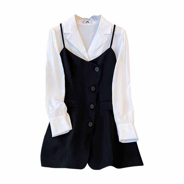 Plus Size White Shirt Dress With Black Vest Dress (EXTRA BIG SIZE ...