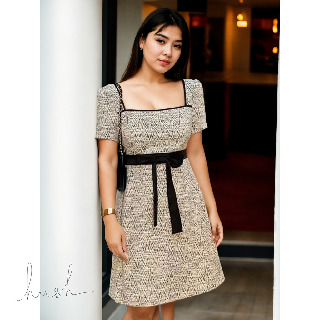 Plus Size White Tweed Chanelesque Dress