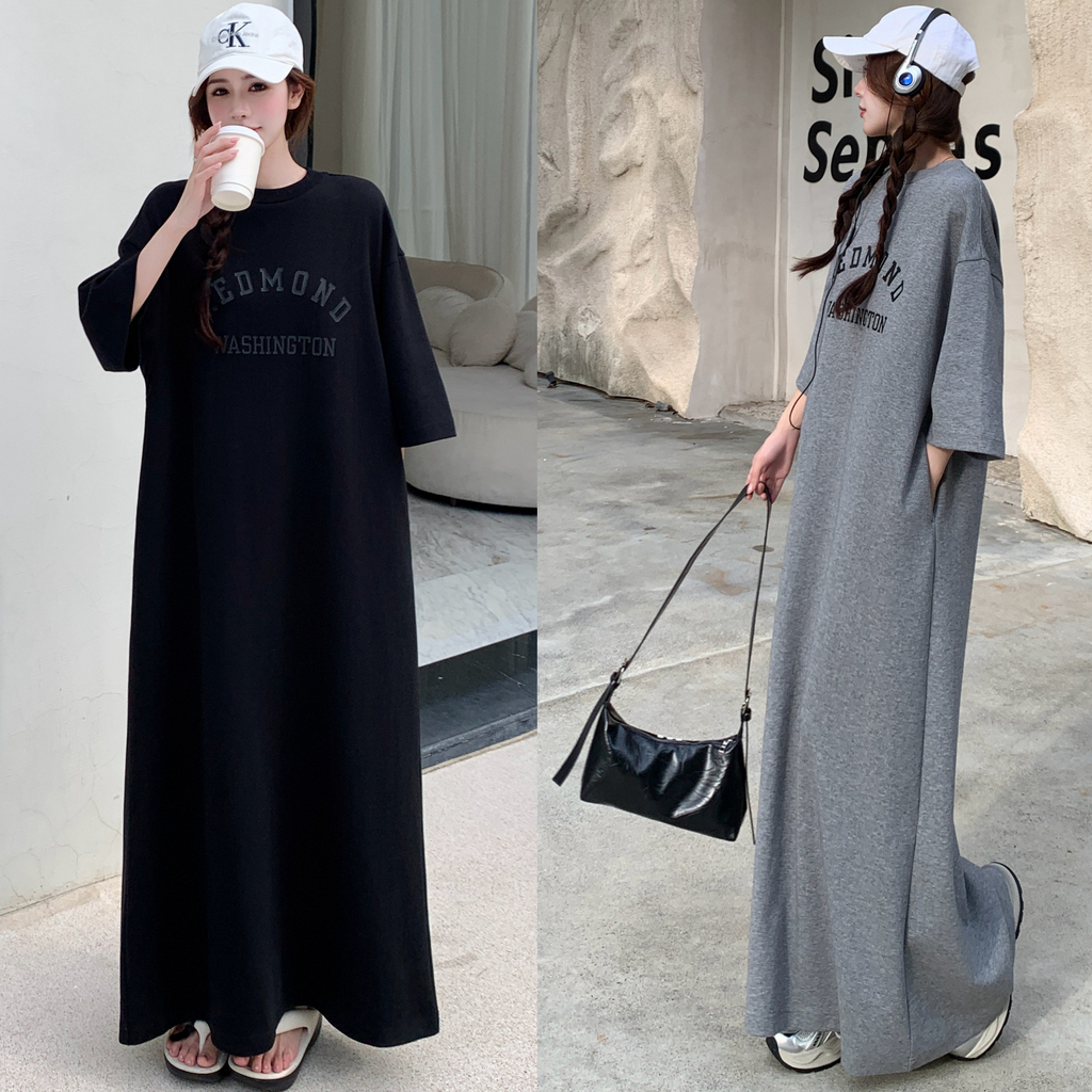 Plus Size Words T Shirt Dress With Pockets