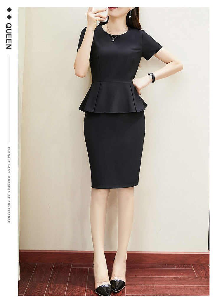Plus Size Peplum Office Short Sleeve Dress – Pluspreorder
