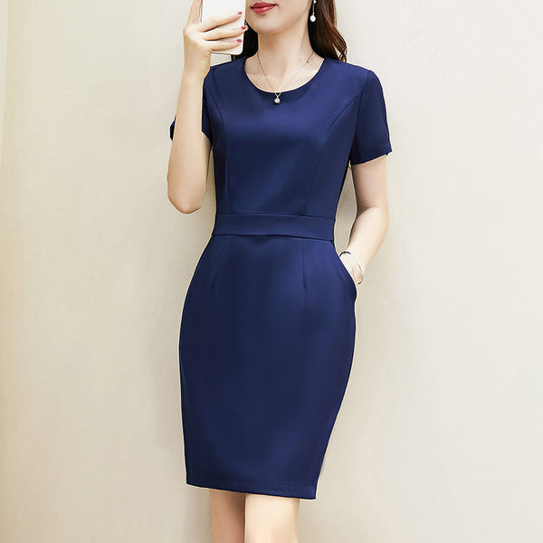 Plus Size Office Pockets Short Sleeve Dress