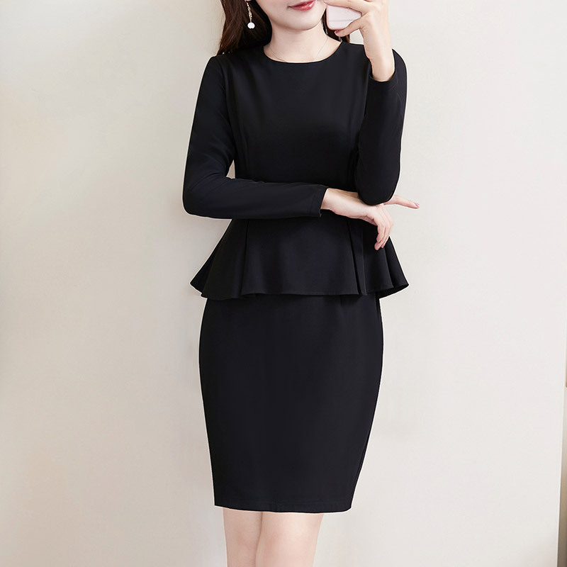 Plus Size Work Long Sleeve Peplum Dress – Pluspreorder