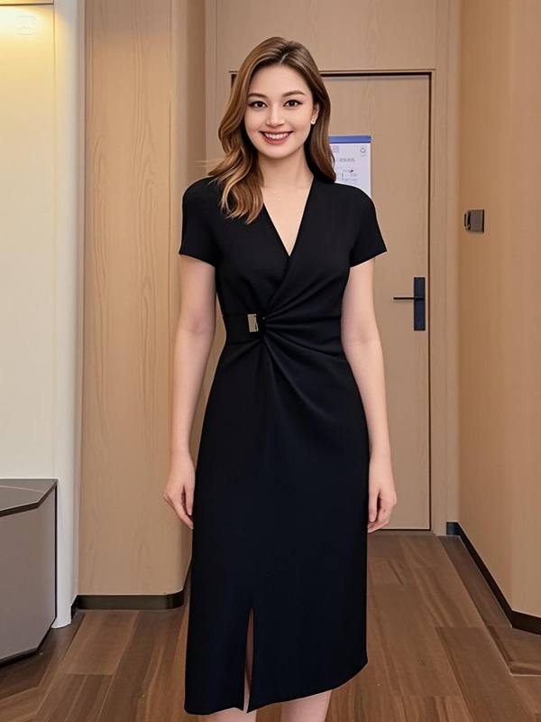 Plus Size Work Wrap Pencil Dress
