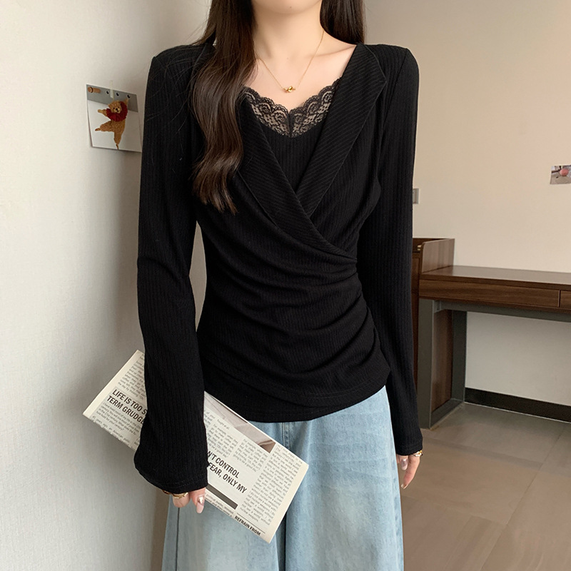 Plus Size Wrap Long Sleeve Sweater