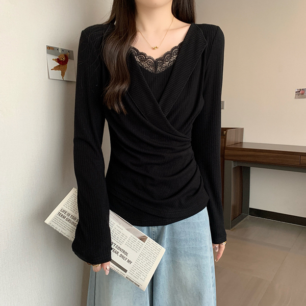 Plus Size Wrap Long Sleeve Sweater