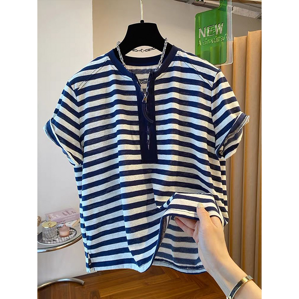 Plus Size Zipper Short Sleeve T Shirt (EXTRA BIG SIZE)