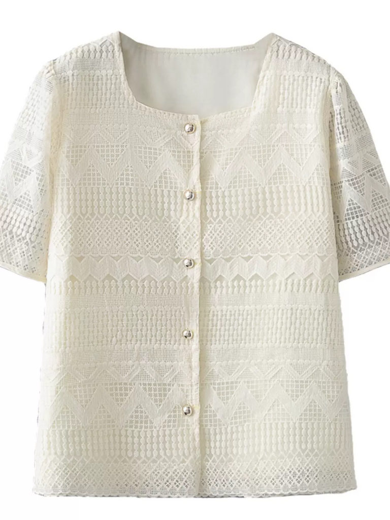 XL-4XL) Plus Size Cream Lace Square Neck Blouse (EXTRA BIG SIZE) –  Pluspreorder, image size:768x1024