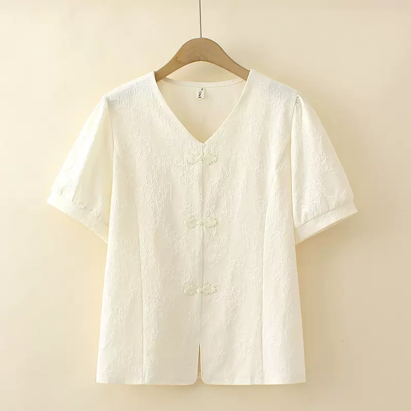 (XL-4XL) Plus Size Modern Qipao V Neck Blouse (EXTRA BIG SIZE)