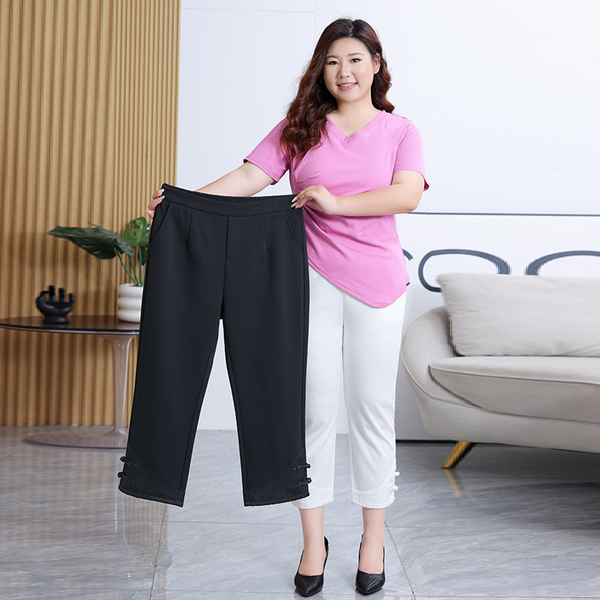(XL-6XL) Plus Size Qipao Buttons Capri Tight Pants (EXTRA BIG SIZE)