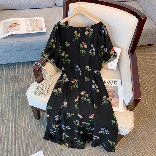 (XL-7XL) Plus Size Floral Chiffon Square Neck Dress (EXTRA BIG SIZE ...