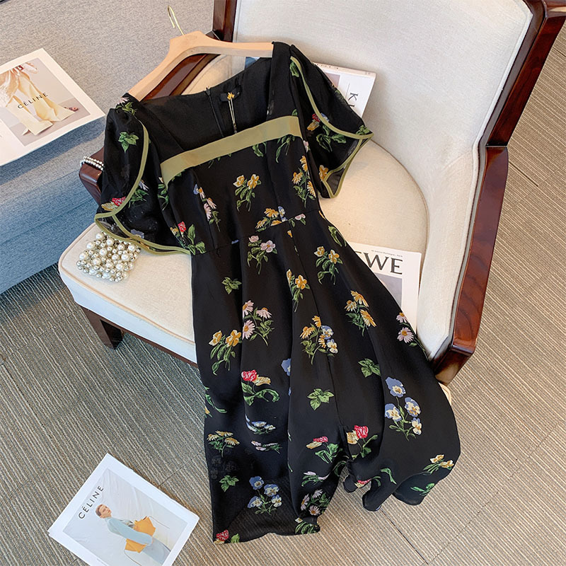 (XL-7XL) Plus Size Floral Chiffon Square Neck Dress (EXTRA BIG SIZE ...