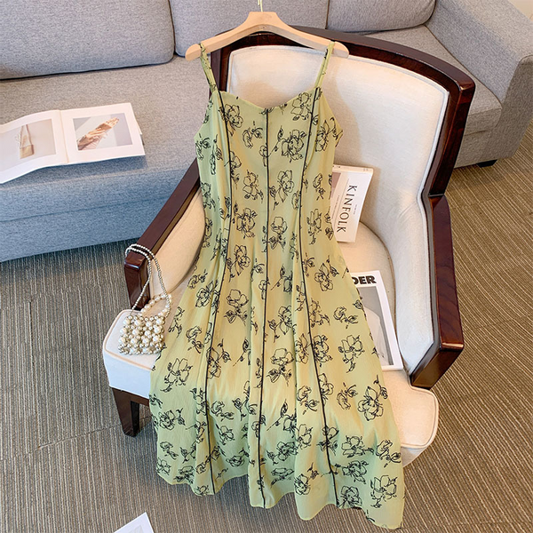 (XL-7XL) Plus Size Floral Vintage Slip Dress (EXTRA BIG SIZE)