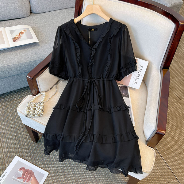 XL-7XL) Plus Size Frill V Neck Fairy Dress (EXTRA BIG SIZE) Pluspreorder XL-7XL) Plus Size Frill V Neck Fairy Dress (EXTRA BIG SIZE) Pluspreorder