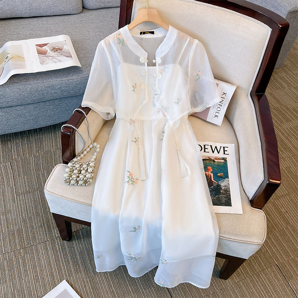 white party dresses xl Leely Women White A-Line High-Low Party Dress Wrap V Neck Long Sleeves Formal Dress