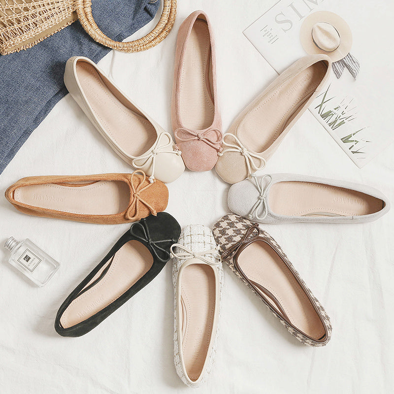 34 45 Korean Big Size Square Head Ballet Flats Shoes
