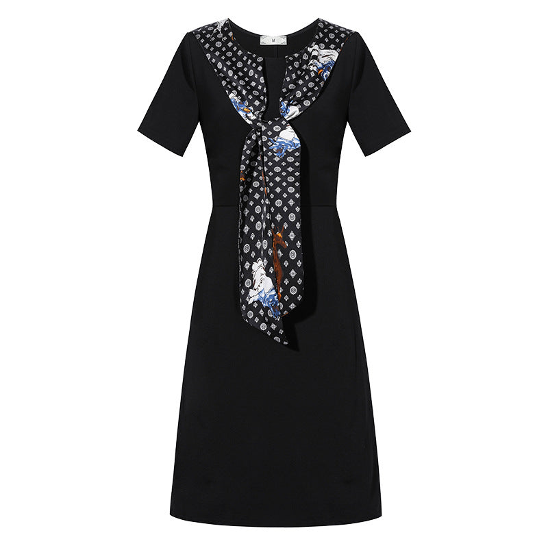 Plus Size Scarf Tie Short Sleeve Dress