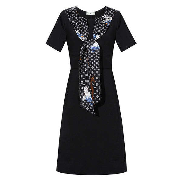 Plus Size Scarf Tie Short Sleeve Dress