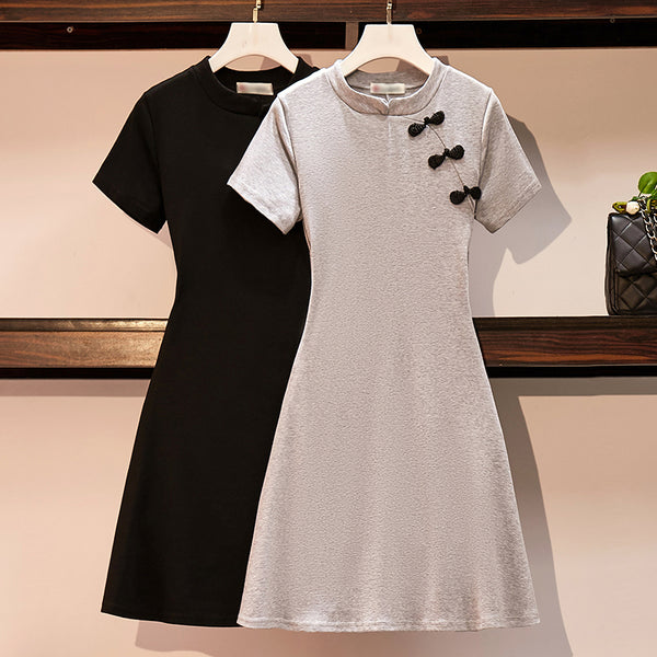 Plus Size Cheongsam T Shirt A Line Short Sleeve Dress