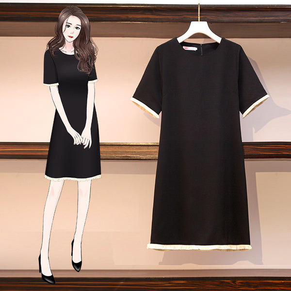 Plus Size Black Shift Short Sleeve Dress