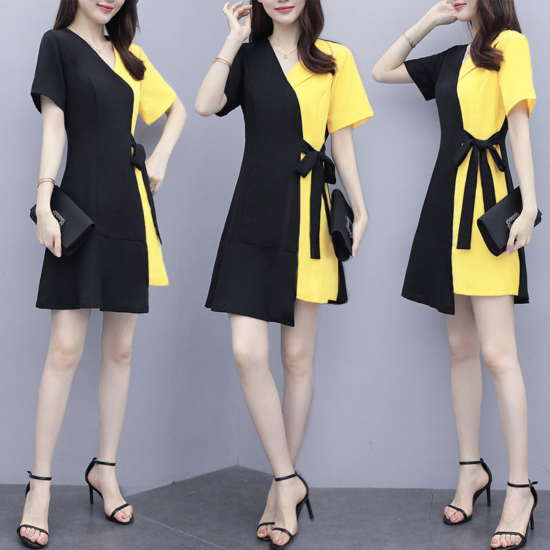 Plus Size Yellow Wrap Trench Shirt Dress