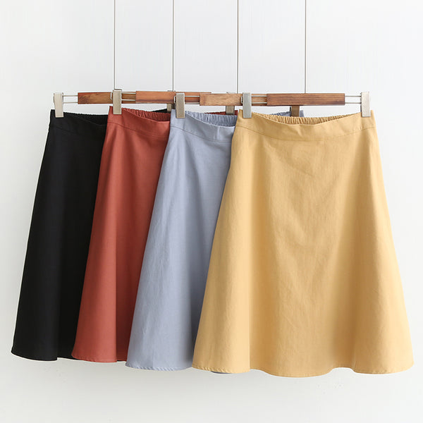 Plus Size A Line Swing Basic Skirt (Black, Orange, Blue, Yellow)