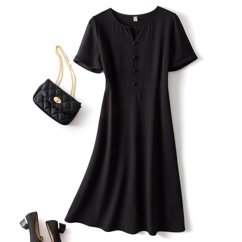 Plus Size Keyhole Beaded Chiffon Short Sleeve Dress