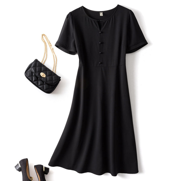 Plus Size Keyhole Beaded Chiffon Short Sleeve Dress