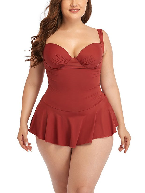 Plus Size Skirt One Piece Swimsuit