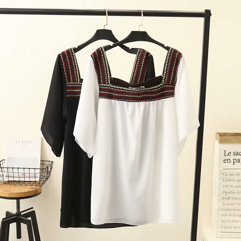 Plus Size Ethnic Short Sleeve Top