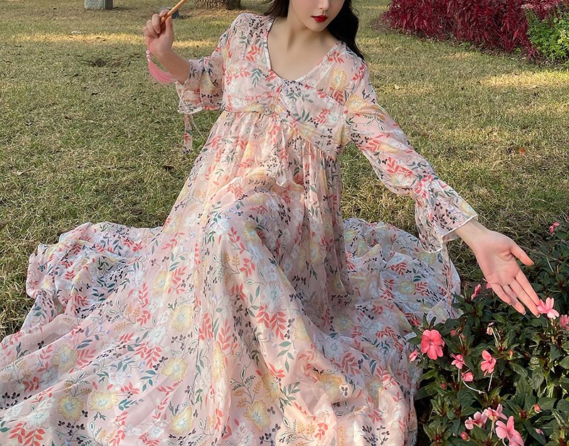 Garden chiffon online midi dress