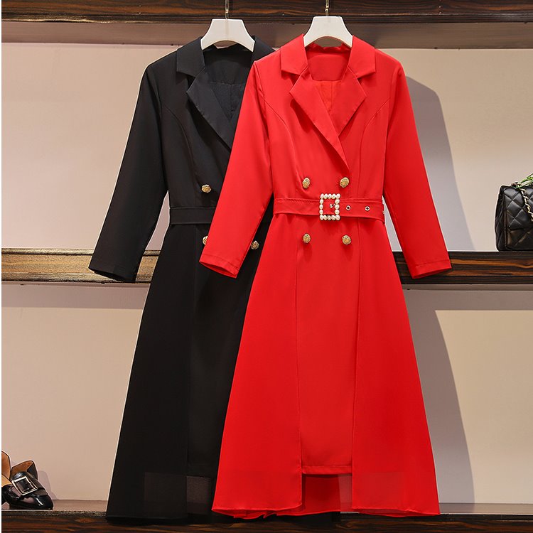 Plus Size Trench Belted Long Sleeve Shirt Dress