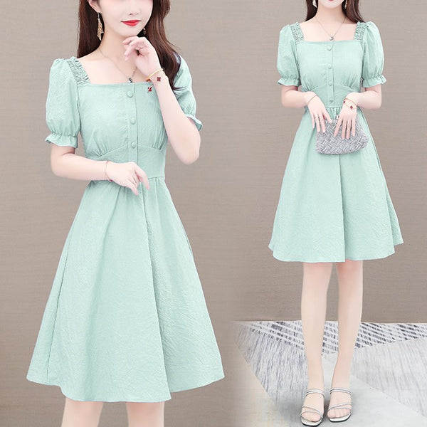 Plus size square neck short sleeve dress