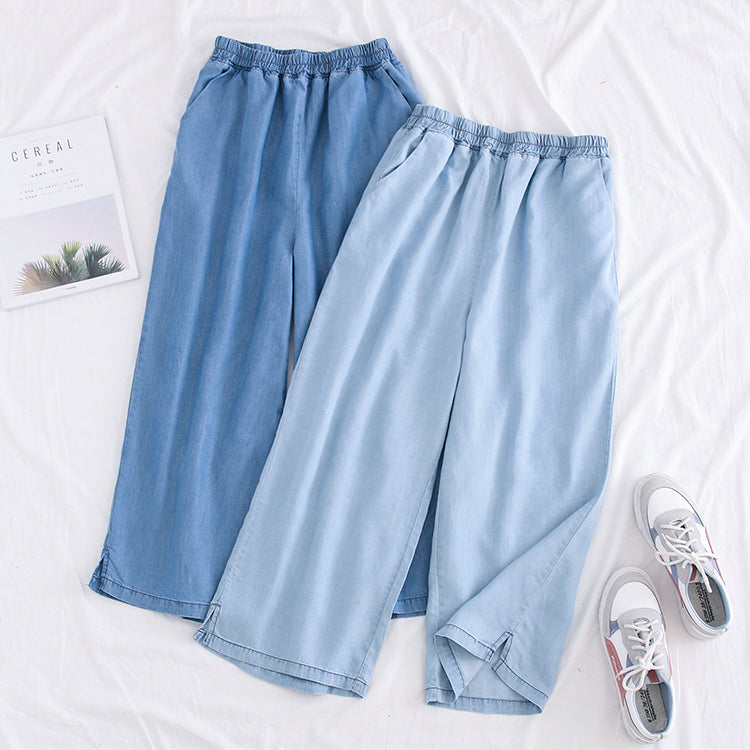 Plus Size Wide Leg Denim Pants