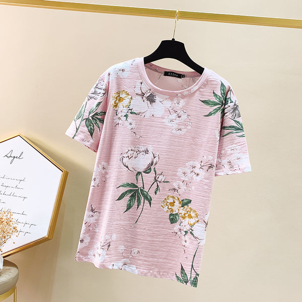 Plus size floral t shirt top