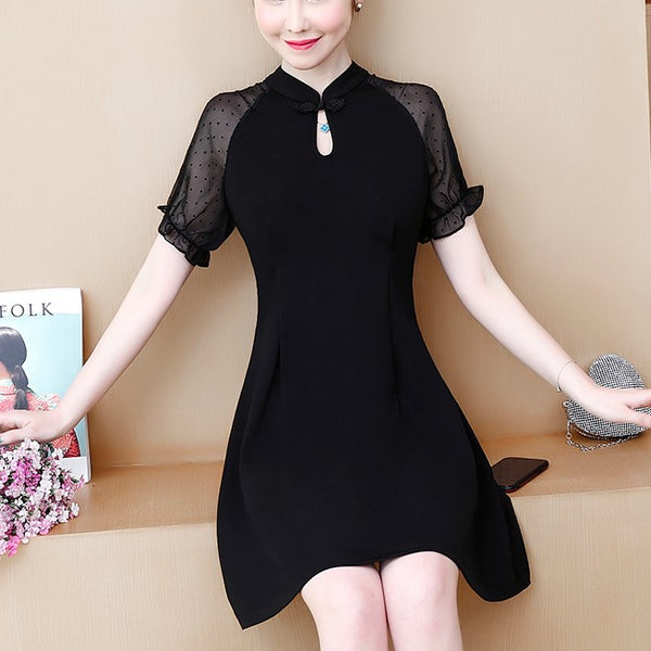 Plus Size Black Modern Cheongsam