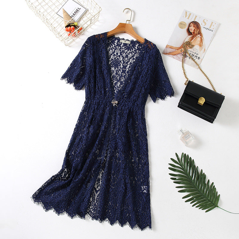 Plus Size Blue Lace Jacket