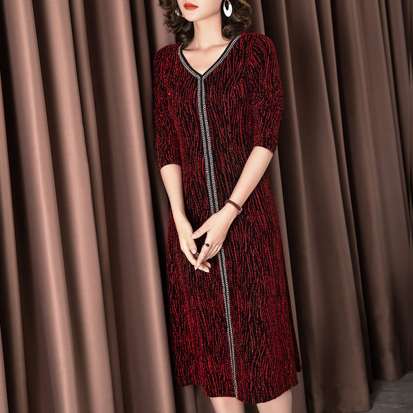 Plus Size Red Textured Classy Dress