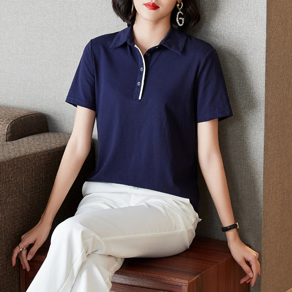 Plus Size Navy Polo T Shirt