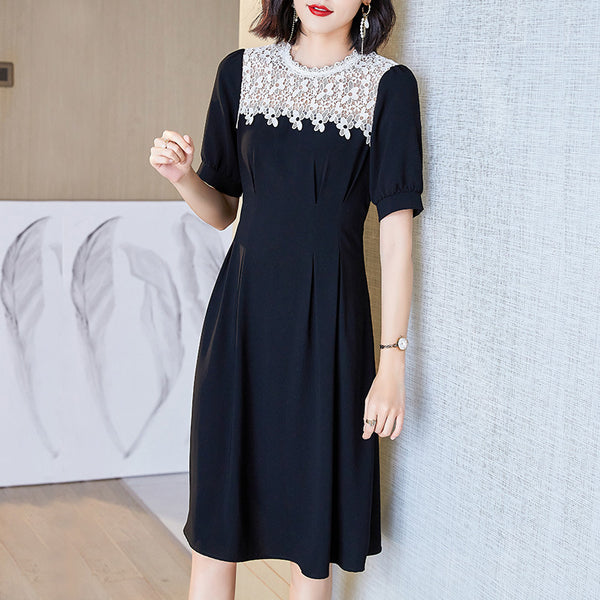 Plus Size White Lace High Neck Dress